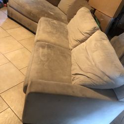 L Shaped Suede Sofa Couch 