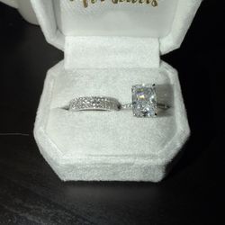 6 Carat Moissanite Sterling Silver Engagment Ring Set