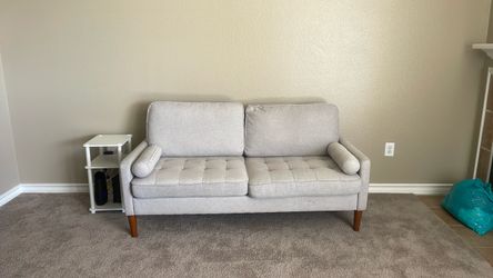 Light Gray Tufted Loveseat Sofa