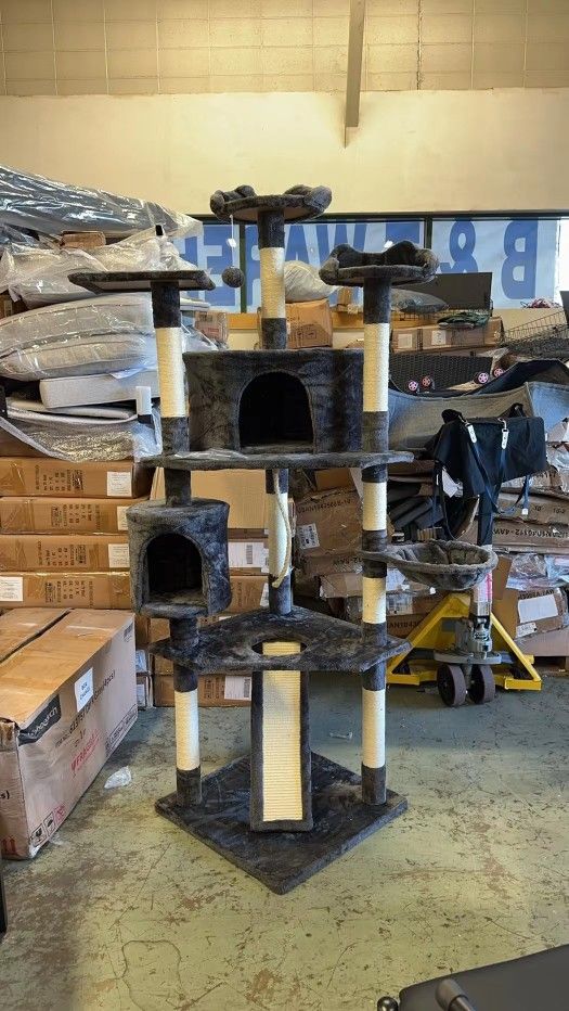 Cat Tree Large Cat Tower 79inch for Indoor Cats Multi-Level Cat Tree with Scratching Posts & Basket & Scratching Posts as Activity Center, Play House,