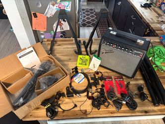 Fender guitar amp, guitar stands & a lot more music stuff.