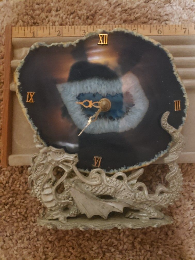 pewter dragon with clock