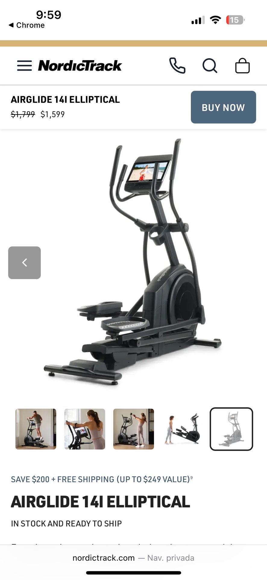 Air glide 14I Elliptical, Black