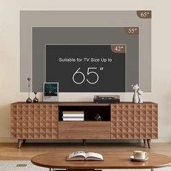 TV Stand for TVs Up to 65",TV Stands for Living Room,Entertainment Center Media Console Cabinet,Modern Television Stands with Diamond-Shaped Panel