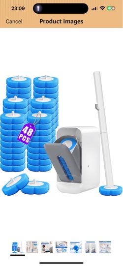 Brand new Disposable Toilet Brush-48 Refills-Touch-Free Toilet Cleaner Wand 360° Rotating Head, Deep Cleaning Under Rim, Wall-Mounted Holder