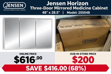 Jensen 48" × 28.5" Three-Door Mirrored Medicine Cabinet