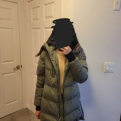 Superdry olive green down jacket parka women's size M