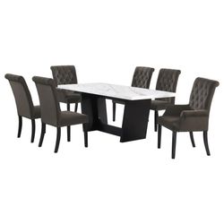 New Real Marble Dining Set Table With 6 Chairs On Sale Now