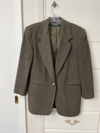 Vintage Harve Benard Wool? Herringbone Tweed Blazer Jacket - Size 10