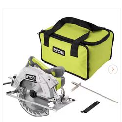 RYOBI  15 Amp Corded 7-1/4 in. Circular Saw with EXACTLINE Laser Alignment System, 24T Carbide Tipped Blade, Edge Guide and Bag