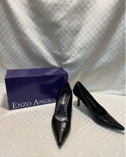Enzo Angiolino “Eazinnon” black leather Pointed Toe Pumps size 7.5