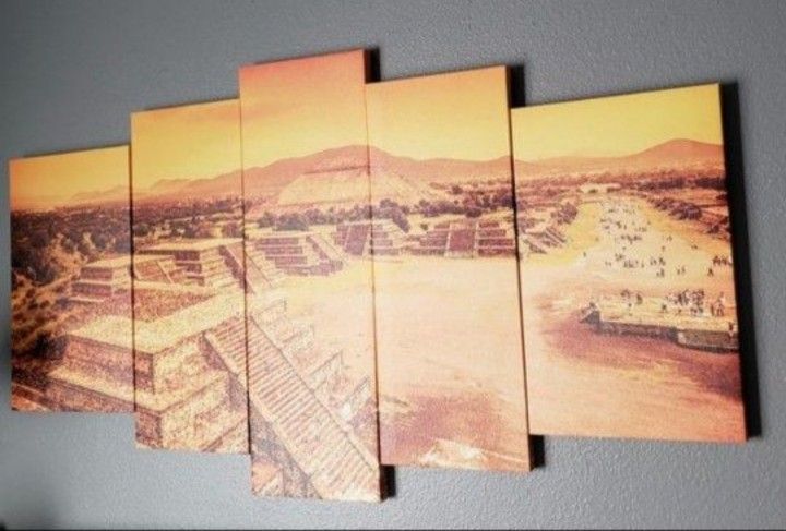 5 Piece Panel Teotihuacan Aztec Pyramids