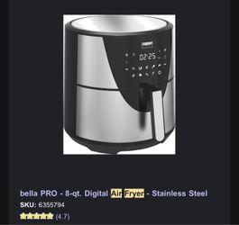 Bella PRO 8-Qt Digital Air Fryer in stainless steel
