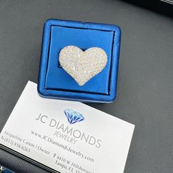 Ring Big Heart Diamonds Real 14k Gold 