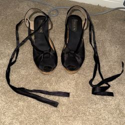 Sheen Brand Women Sateen Lace Espadrille Heels Shoes 