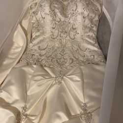 Brand New Da Vinci Wedding Dress Ivory/Silver
