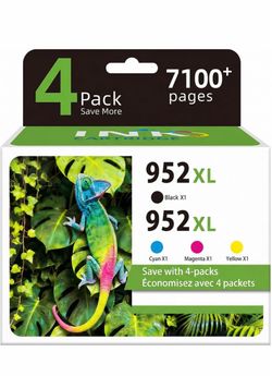 HP Ink Cartridges Replacement for HP 952XL 4 Combo Pack (Black/Cyan/Magenta/Yellow)