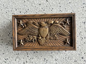 Vintage “AVON” Faux Wood Plastic Jewelry Trinket Box. Approx. 6-1/2x11.