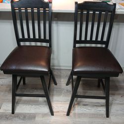 Premium leather and wood stools