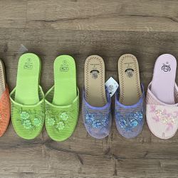 Sequin Mesh Slides Women’s Size 8 