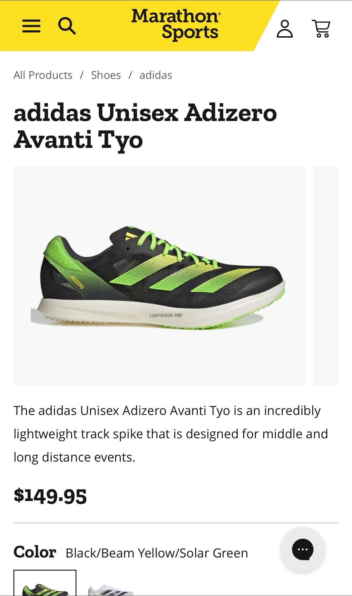 Adidas's Adizero Avante Tyo Track Shoes (Missing Spikes)