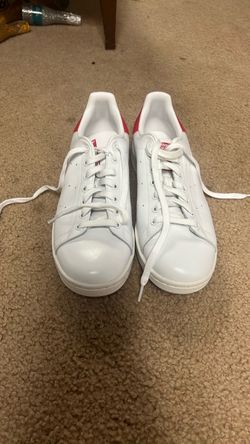 Red and white Stan smith shoe