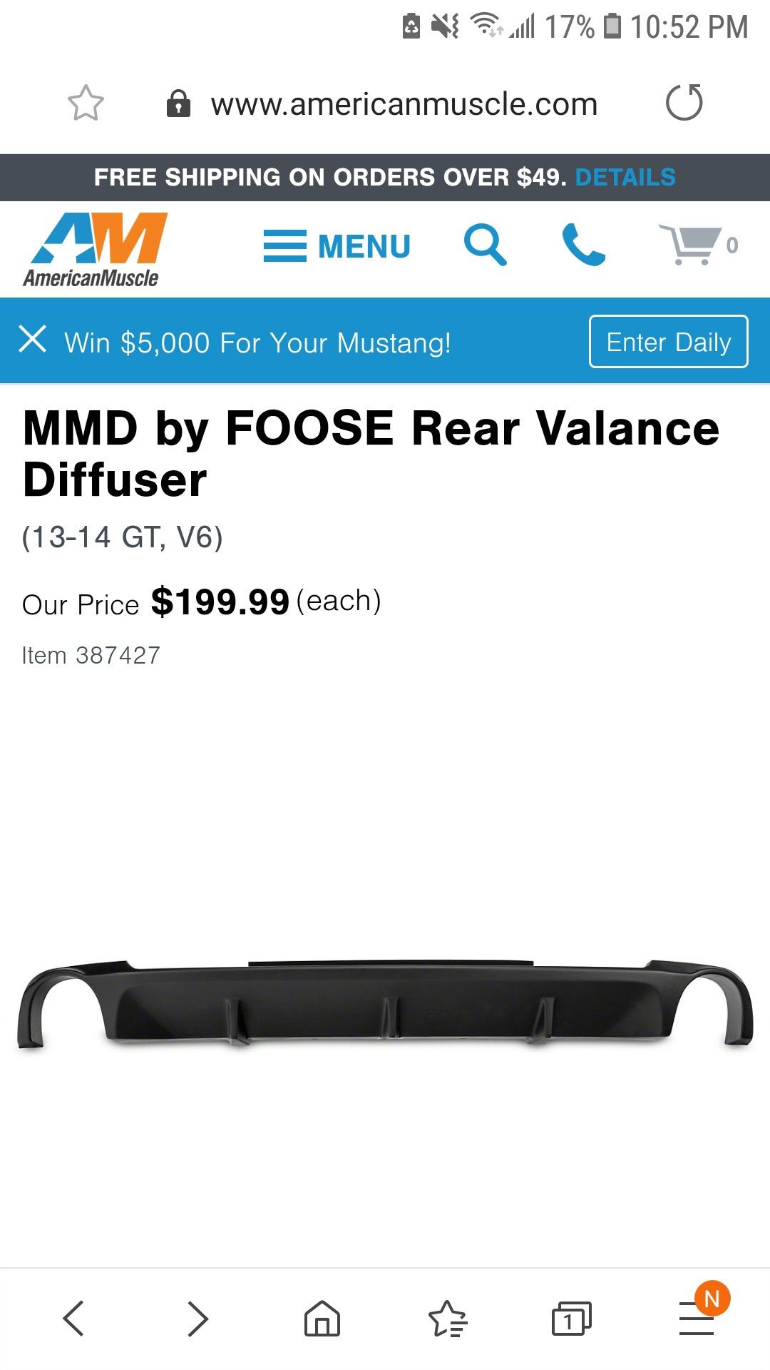 Mustang MMD rear valance diffuser