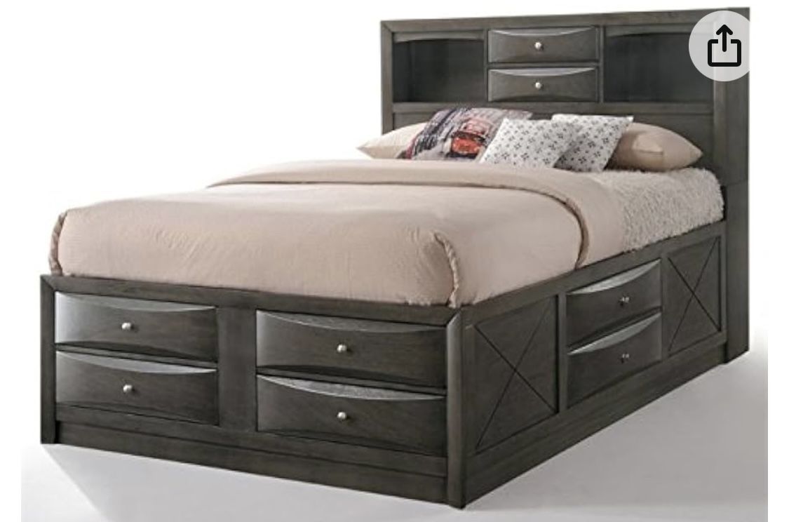 Bookcase King Size Bed W/ Storage Space