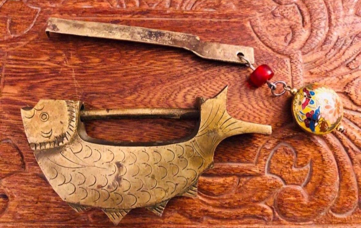 Vintage Chinese Brass Fish Lock