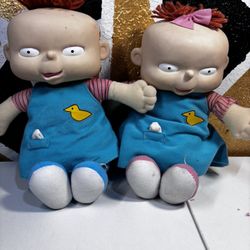 Vintage Mattel 1998 Rugrats Phil and Lil Plush 12” Twin Kids Baby Dolls