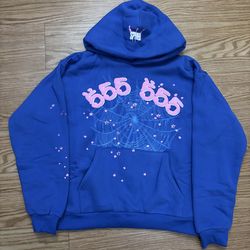 Pink and Blue 555 Sp5der Hoodie