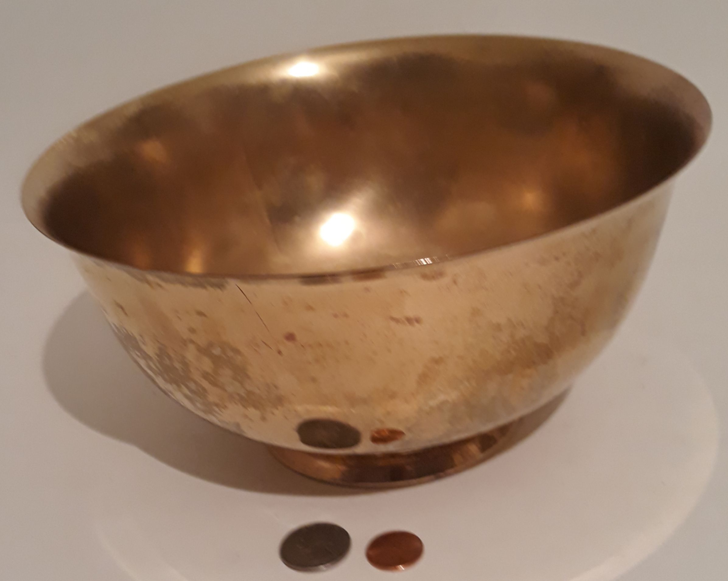 Vintage Brass Metal Bowl, 9" x 5", Kitchen Decor, Table Display, Shelf Display, This Can Be Shined Up Even More
