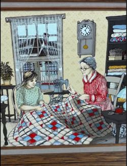 H HARGROVE Serigraph On Canvas 1980's “Grandma Teacher” 21”x17” w/Certificate of Authenticity