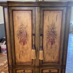 Beautiful country French Hand Painted Cabinet Can Also Be Used To Store Tv Equipment 