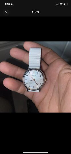 Bulova Quartz Watch 98P171 Women Silver Steel MOP Diamonds