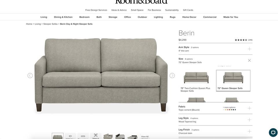 Room & Board Queen Sofa Sleeper
