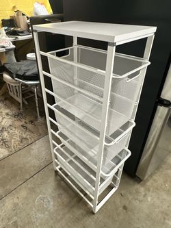 Elfa narrow White Metal Mesh Drawer Storage