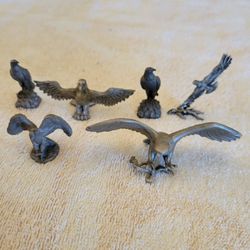 Vintage Pewter Eagle Lot Of 6