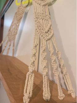 Macramé Hanging Wood Shelf – Boho Wall Decor – 24”