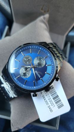 Bulova Chronograph Watch Blue Dial Black Band