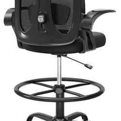 Alllion Drafting Chair, Tall Office Chair with Flip-up Armrests Ergonomic Computer Standing High Des