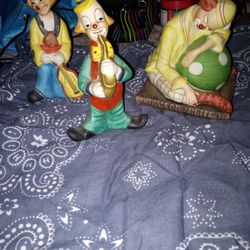 Porcelain Clown Figurines 