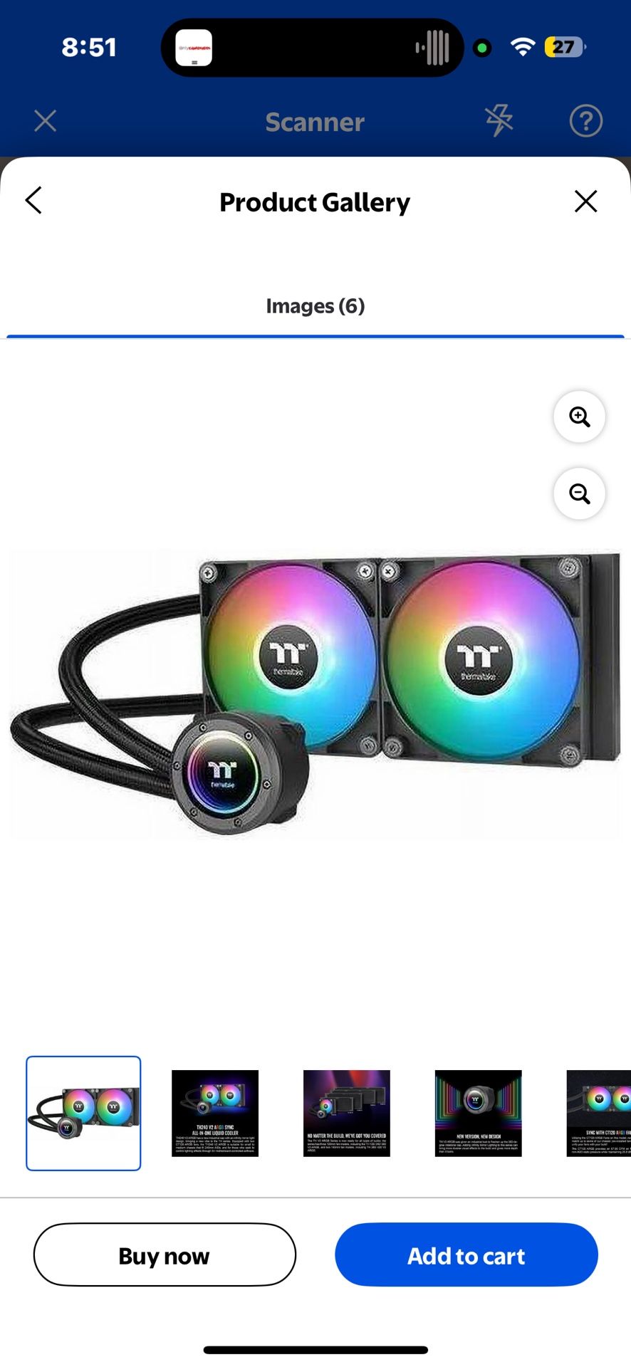 Thermaltake TH240 V2 ARGB Sync All-In-One Liquid Cooler - 4.72" Maximum Fan Diameter - 426.8 gal/min Maximum Airflow - 2000 rpm - Liquid Cooler Cooler