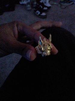 Dragon Head Statement Ring Gold Tone