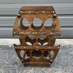 Vintage Wood Barrel Shape Wine Holder