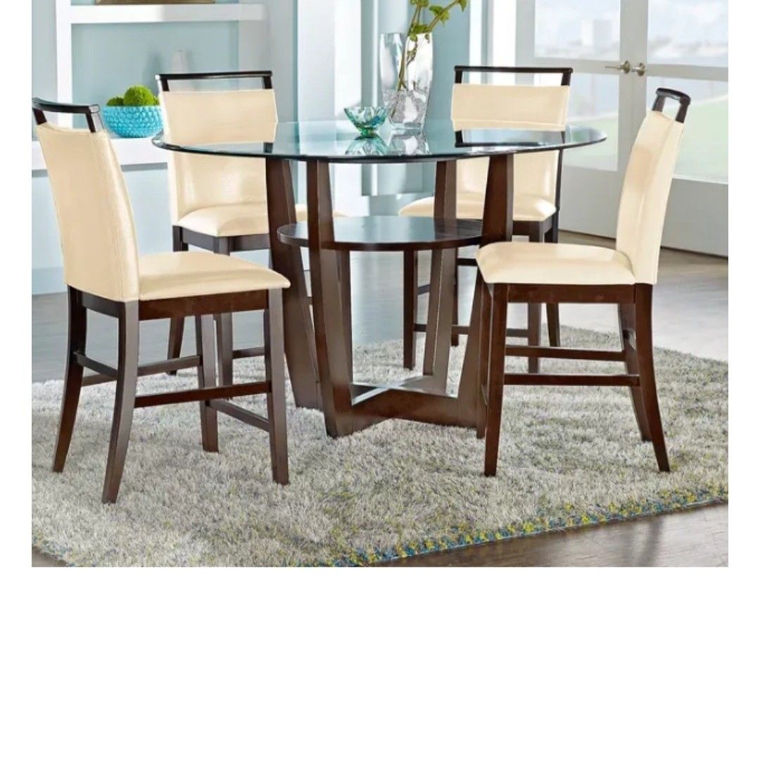 Dining Chairs High Round Glass Dining Table Grey White Large Round