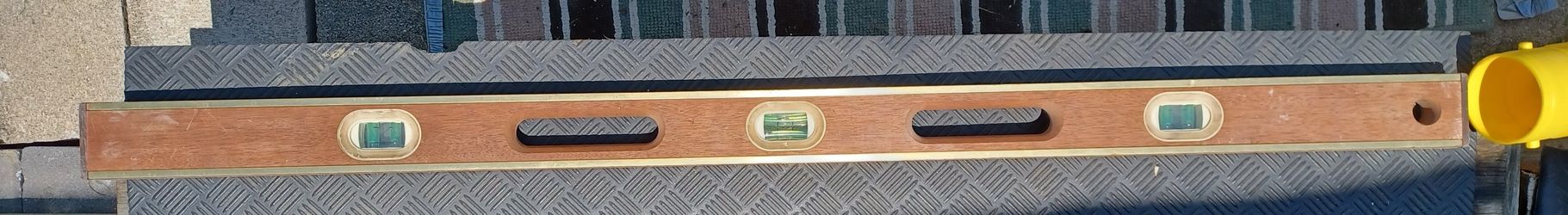4 ft wood and brass level with case