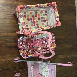 Baby Doll Bed, Stroller And Car Seat
