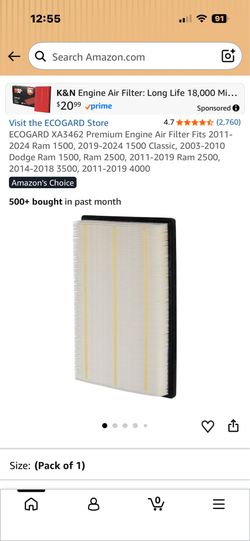 XA2462 Premium Engine Air Filter for Dodge Ram