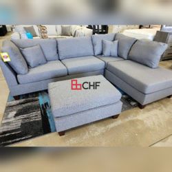 Living Room 3 Pc Sectional Sofa With Ottoman // Memorial Day Sale
